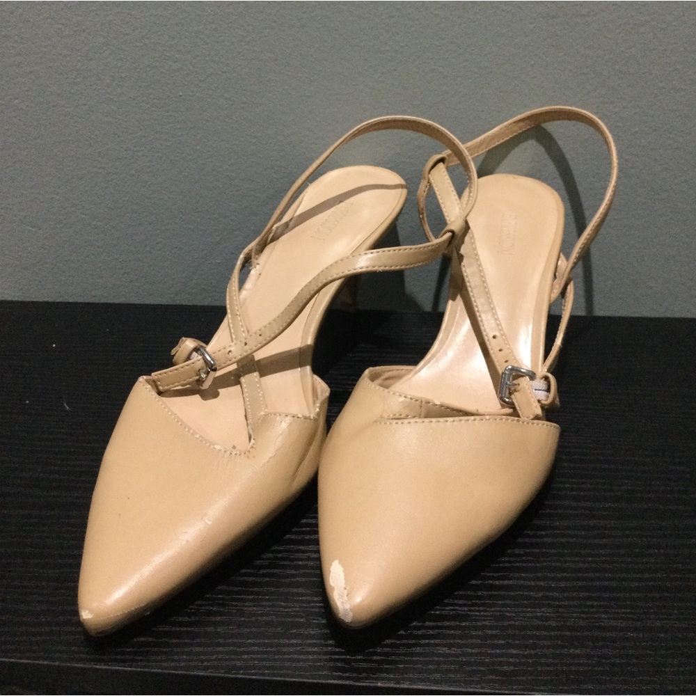 Expression Cream Pointed Toe Heels with Ankle Strap